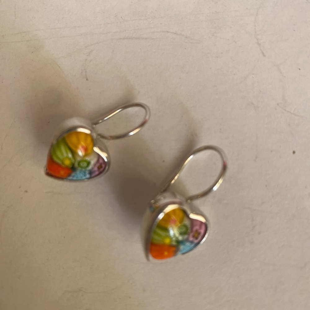 Murano glass Alan K heart-shaped sterling .925 earrings ￼